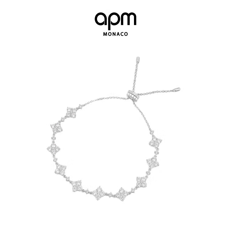 APM Monaco Shimmering Adjustable Four-Leaf Clover Bracelet, Luxurious And Elegant Gift for Girlfriend
