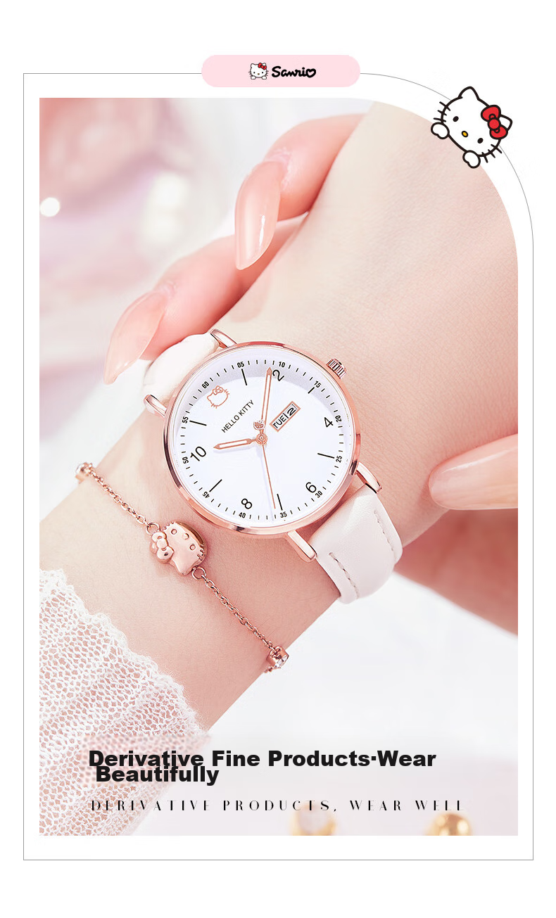 Hello Kitty Student Exam Watch for Female Students in Middle School, High School, And College Entrance Exams, Civil Service Exams, Postgraduate Entrance Exams, Quiet Quartz Watch 2