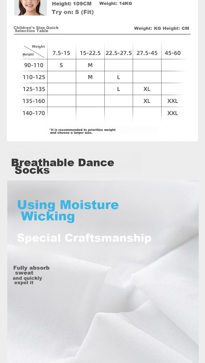 Ailatu Children's Dance Tights for Girls, All-Season Versatile Leggings, Practice Socks, Exam Tights for Students, White Socks 4
