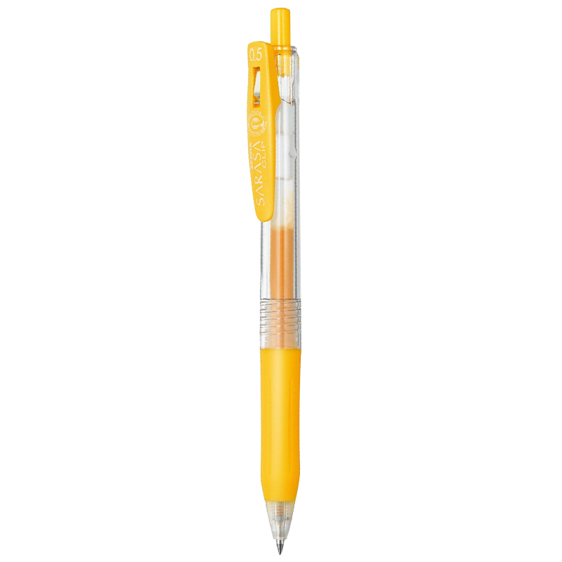 ZEBRA JJ15 Retractable Gel Pen, Signature Pen, 0.5mm Bullet Tip Gel Ink Pen, Student Colorful Journaling Pen, Yellow