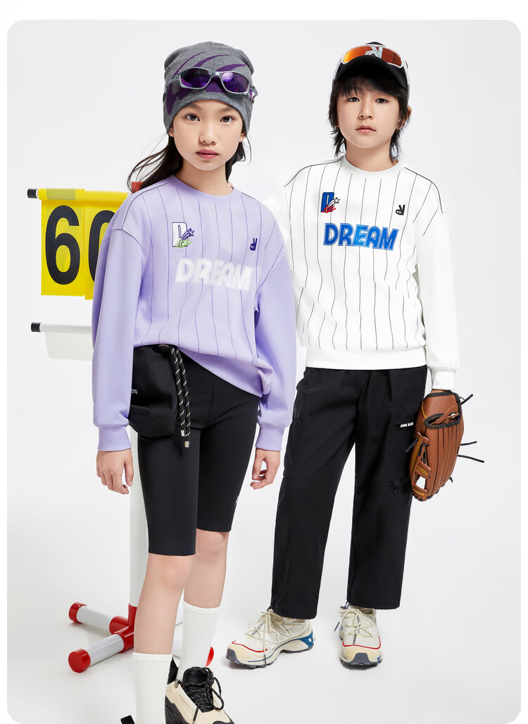 Annil Children's Clothing, Boys And Girls Round Neck Long Sleeve Sweatshirt, 2024 Autumn New Style, Purple Striped, Size 160 4