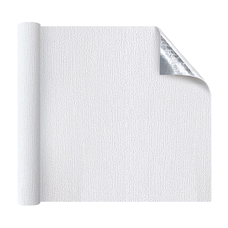 Modouyu Self-Adhesive Wallpaper, Linen Texture, 0.5*2.8 Meters, White, Moisture-Proof, Thickened, Wall Covering, Soundproof, Aluminum Foil Wallpaper