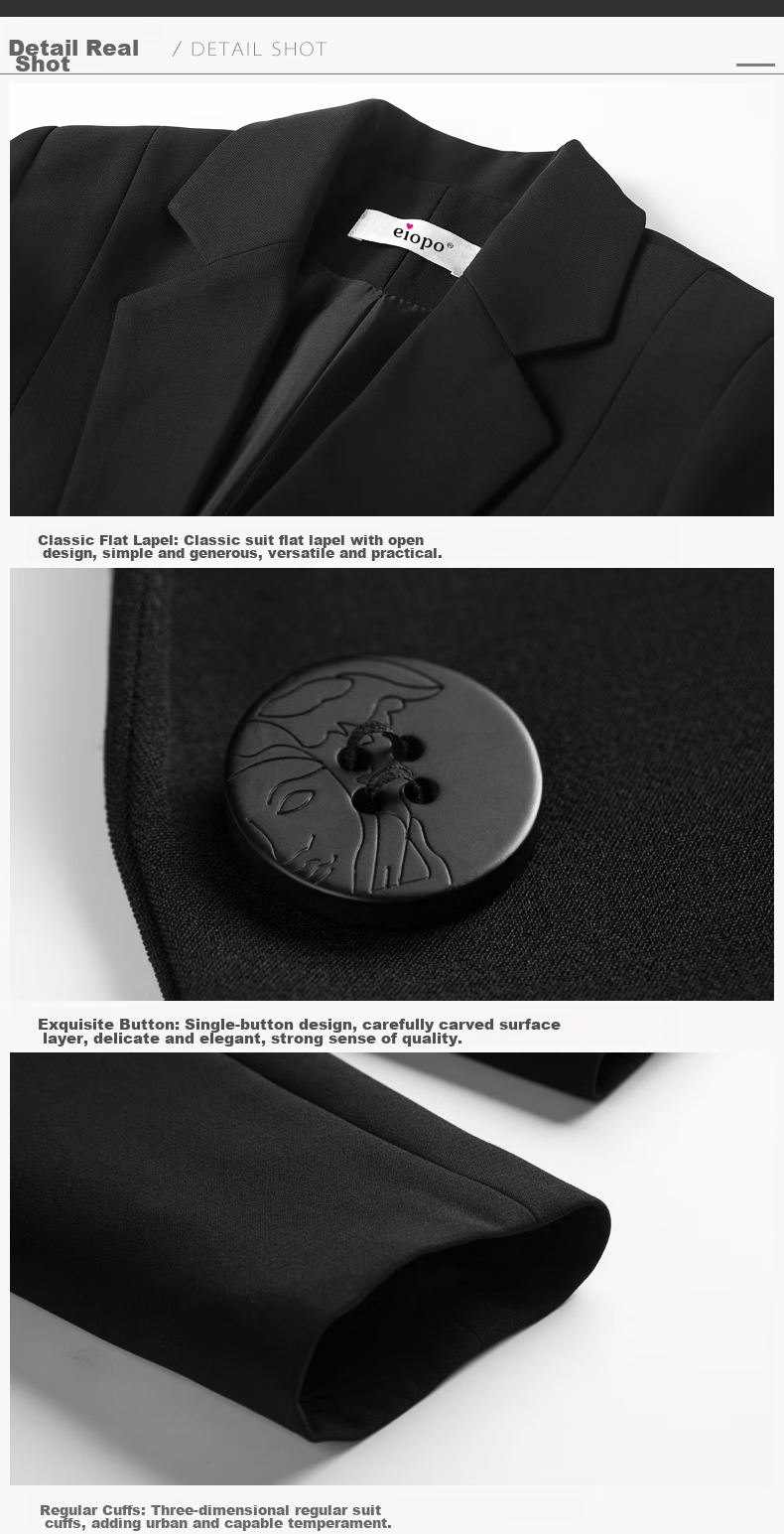 Quehou Spring And Autumn 2022 Fashion Casual Blazer Women's Professional Work Uniform Interview Formal Suit Jacket, Black, Size S 28