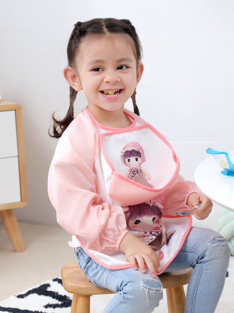 9I9 Baby Eating Smock, Long-Sleeve Waterproof Detachable Bib Apron, Children's Drawing Smock, Reverse-Wear Clothing A22 6