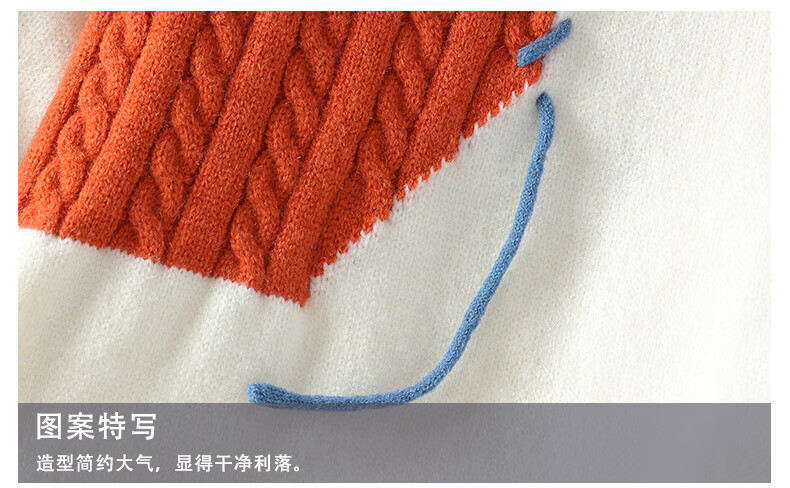 NASA MARVEL Knitted Sweater Autumn Winter Fleece Lined Casual Crewneck Trendy Warm Thick Knitwear Orange Fleece Lined 4XL 6
