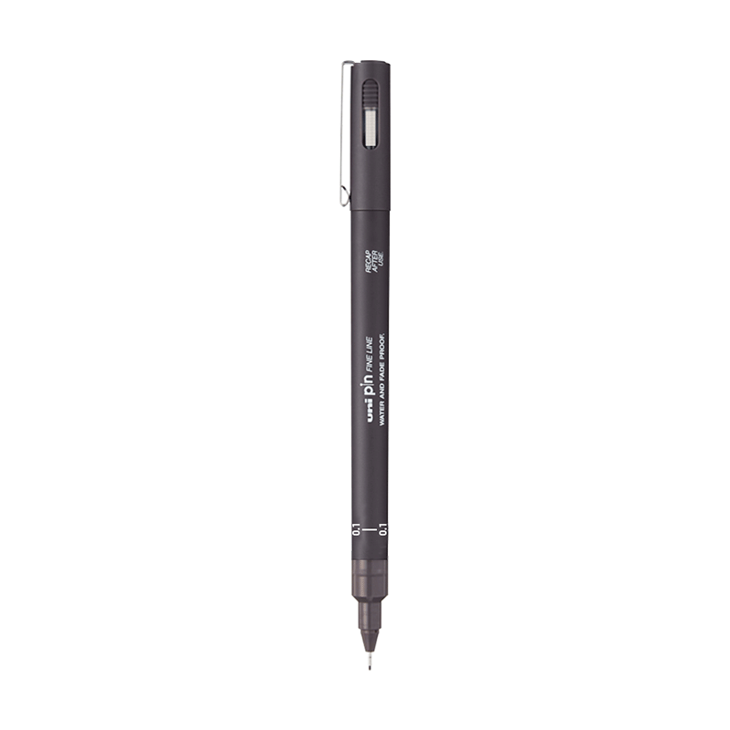 Uni Mitsubishi 0.1mm Water-Based Drawing Needle Pen PIN-200 Art Design Outlining Pen Line Pen Dark Gray Single Pack