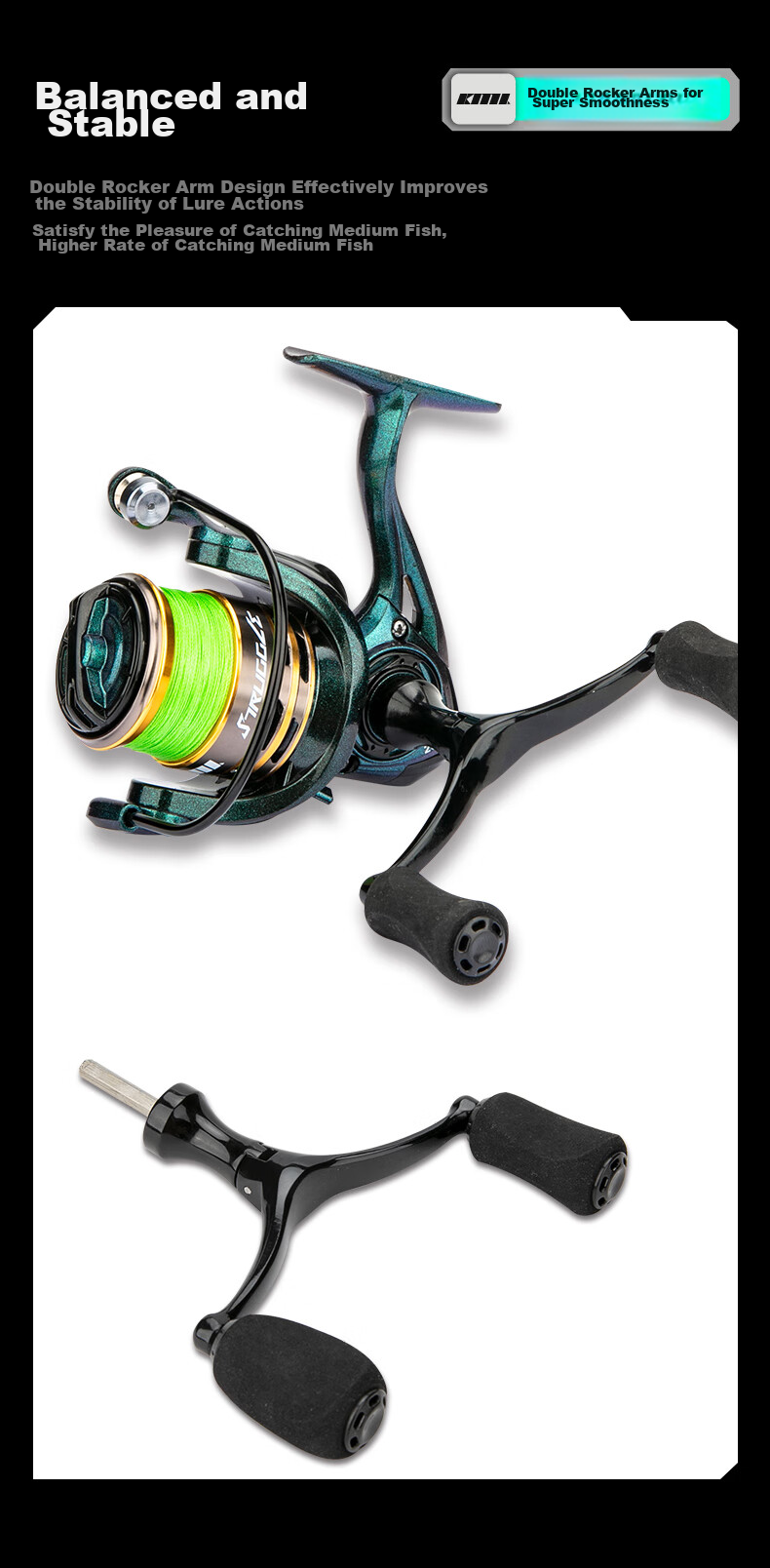 Kemailei Carbon Fiber Lure Rod Set, 2.4 Meters, Right-Handed Baitcasting Reel, M/MH Dual Rod Tip, Gun Handle Fishing Rod, Sea Fishing Rod 15