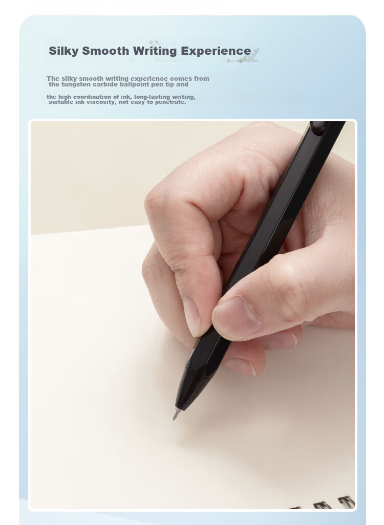 M&G 0.35mm Black Gel Pen, Retractable Full Needle Tube Signing Pen, Benwei Series Ink Pen AGP83007A, 6 Pieces 6