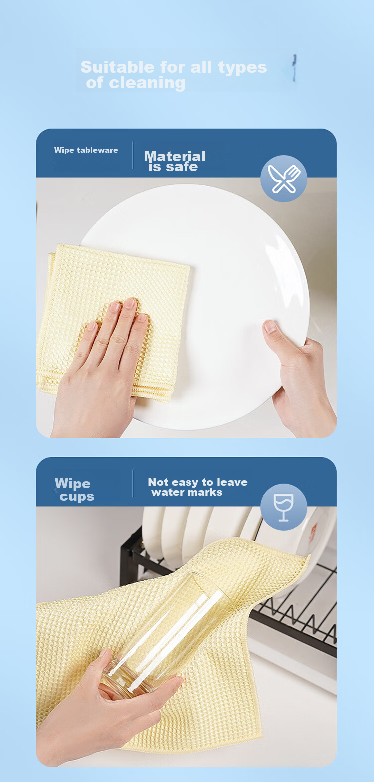 MIAOJIE Antibacterial Cleaning Cloth, 28*28cm, 5-Pack, Dishwashing Cloth, Hand Towel, Kitchen Absorbent, Oil-Removing, Cleaning Table, Household Use 6