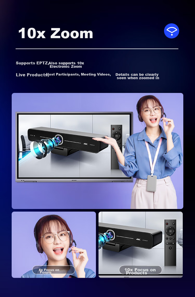 HIKVISION Video Conference Camera Live Streaming, 8 Million Pixel 4K Ultra HD with Microphone, External Tablet Laptop Office Meeting Solution D5ACAM100D 6