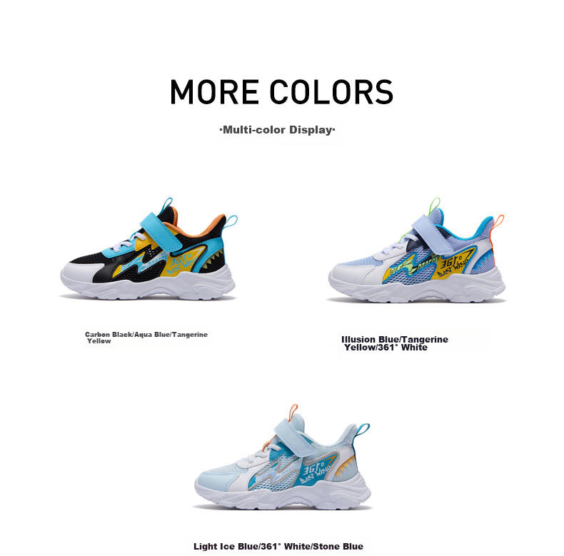 361° Children's Shoes, Boys' Shoes, Summer 2026, Lightweight And Bouncy Toddler Playful Casual Shoes for Kids, Blue, Size 30 19