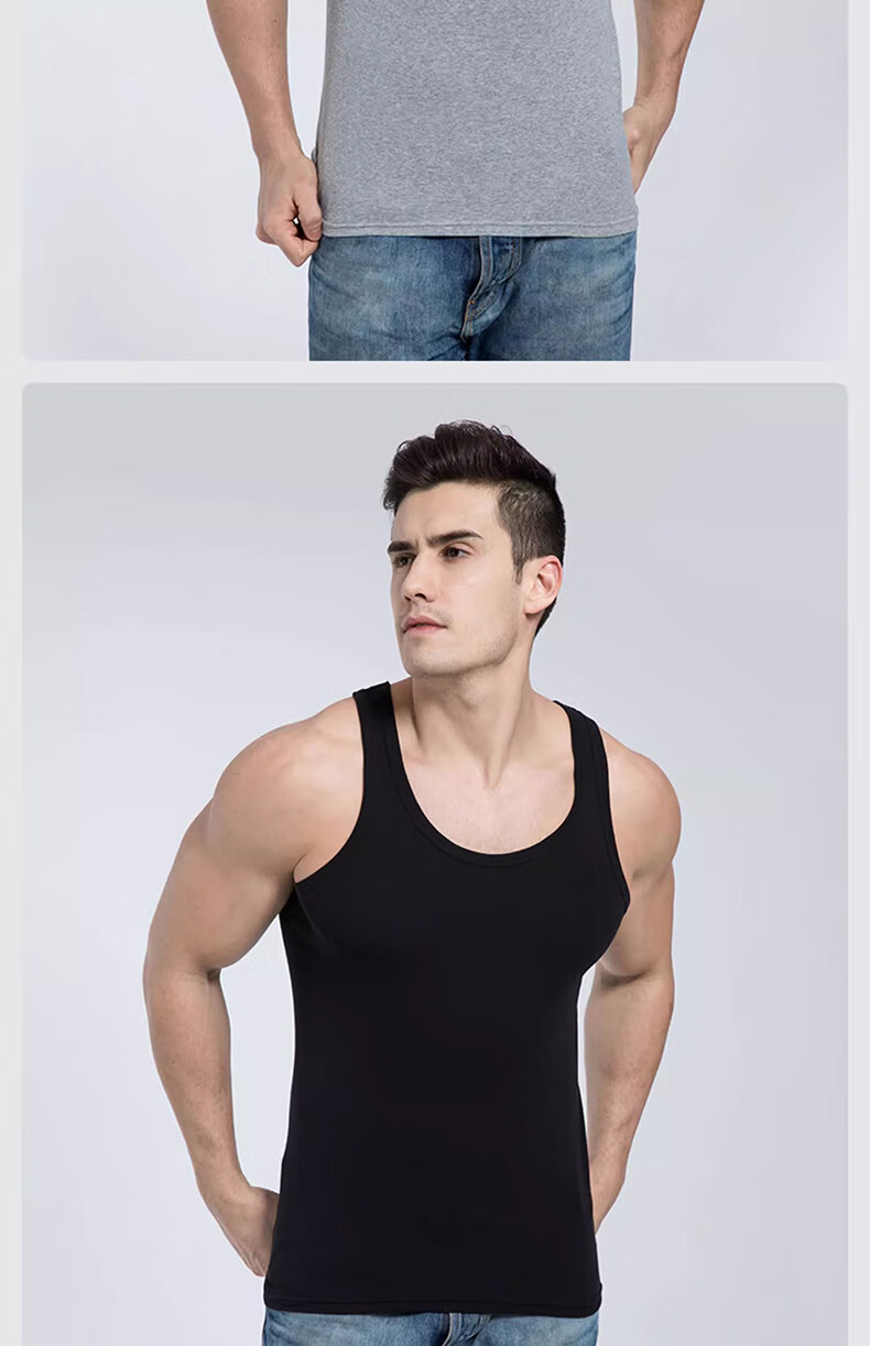 LangSha Pure Cotton Tank Top for Men, Summer Lightweight Sleeveless Casual Sports Sweat-Wicking Breathable Undershirt 22