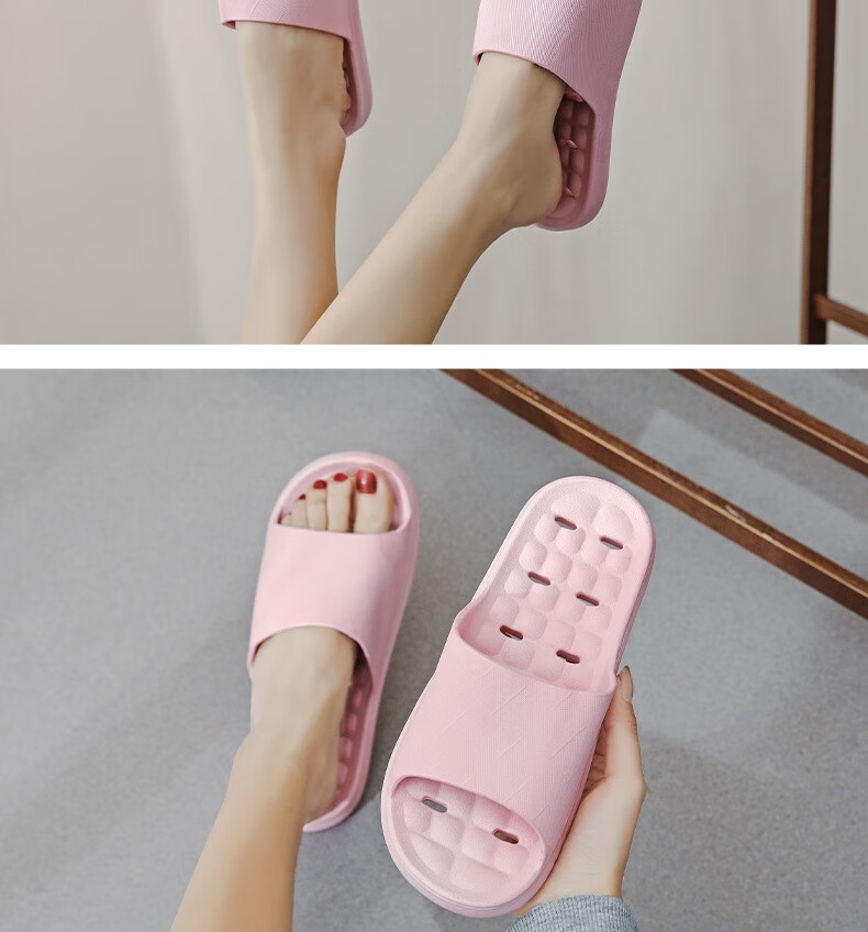 Huameijianbu Couple's Home Slippers, Bathroom Indoor Leak-Proof Quick-Drying Thick Sole Non-Slip Sandals HM3333 Light Blue Size 36-37 10