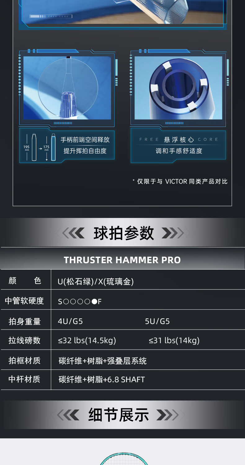 VICTOR Official Flagship Store Badminton Racket Single Entry-Level Full Carbon Lightweight Offensive Racket Big Hammer Upgrade TK-HMR PRO 1