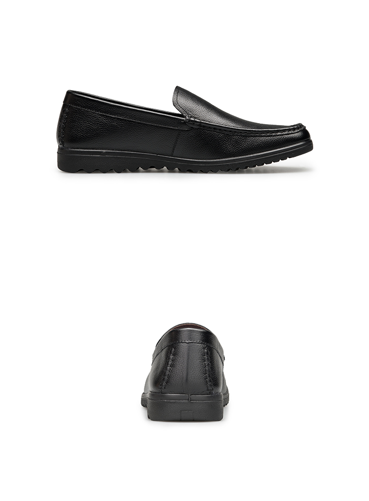 Kangnai Men's Leather Shoes, Versatile And Comfortable Slip-On Loafers, Business Casual Shoes, Cowhide Lightweight Black, Size 44 14