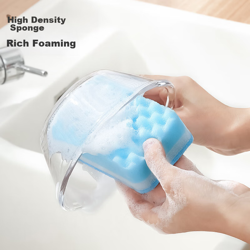MARYYA Antibacterial Dish Scrubber, 15 Pieces, Kitchen Sponge, Dish Cleaning Cloth, Absorbent, Thickened, Oil-Removing, Wavy Sponge