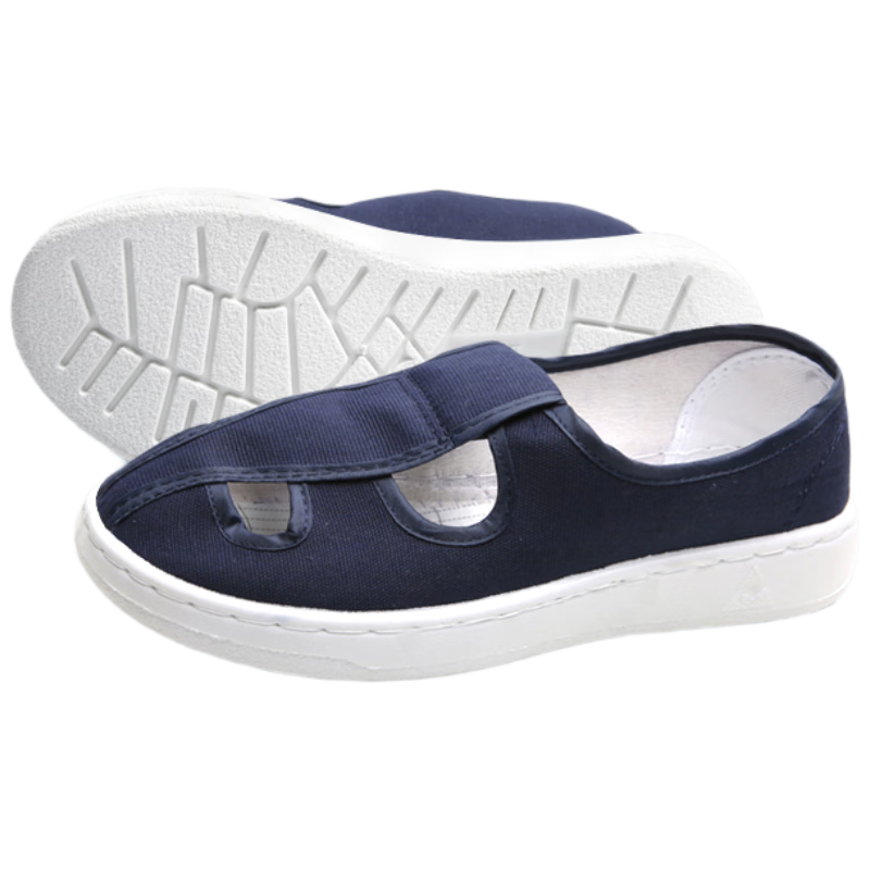 Mulang Anti-Static Shoes Four-Hole Soft Sole Dustproof Breathable Electronic Factory Cleanroom Protective Shoes Laboratory Unisex Work Shoes Navy Blue SPU Sole Four-Hole Shoes Size 42