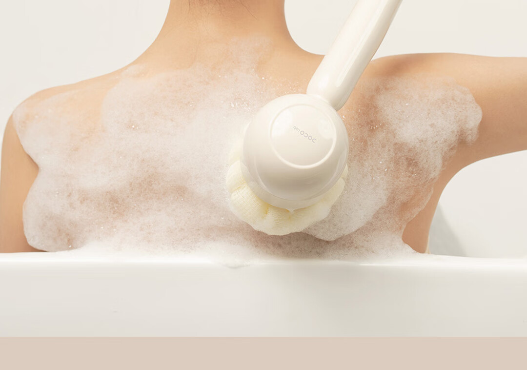 DOCO LAB Electric Bath Brush, Multi-Functional Shower Brush, Massage Brush, Soft Bristles, Long Handle, Back Scrubber, Waterproof, Bath And Exfoliating Tool, Fully Automatic Back Scrubber, 6 Brush Heads 21