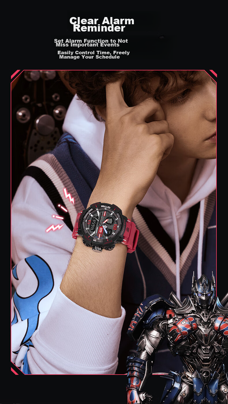 ZGO Birthday Gift Electronic Watch for Men, Students, Middle And High School Teenagers, Multifunctional Sports Watch 8981 Red 11