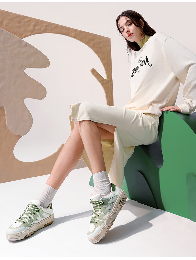 FILA Colorful Shoes | Women's Sneakers, Breathable Casual Thick-Soled Heightening Shoes, Urban Walking Shoes 24
