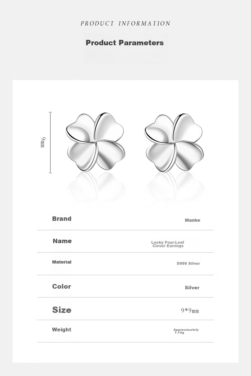 MANHE S999 Sterling Silver Four-Leaf Clover Stud Earrings for Women, New 2026 Style Earrings, Birthday Gift for Girls And Friends 9