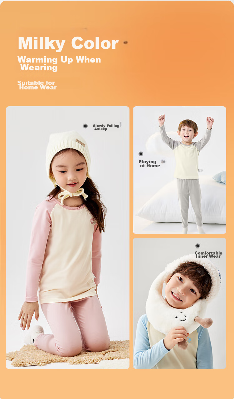 BALABALA Kids Autumn Underwear Set Boys Thermal Underwear Girls Pajamas Antibacterial for Small, Medium, Large Children 209325169204 9
