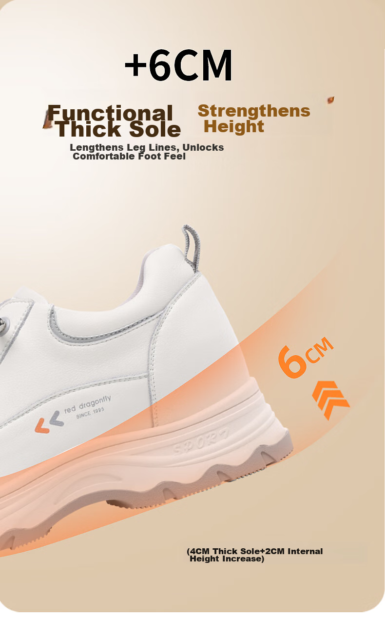 RED DRAGONFLY Women's White Sneakers, Petite Thick-Soled Height-Increasing Brand Casual Shoes, Ins Platform Board Shoes for Women C0TTN05121 13