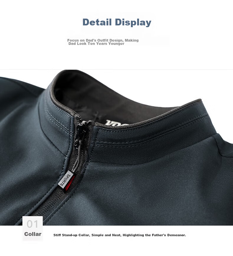 Baocaiyang Dad's Casual Stand-Collar Jacket for Men, Spring And Autumn Outerwear, Middle-Aged And Elderly Menswear, Clothing for Fathers And Grandfathers in Their 40s And 50s 22