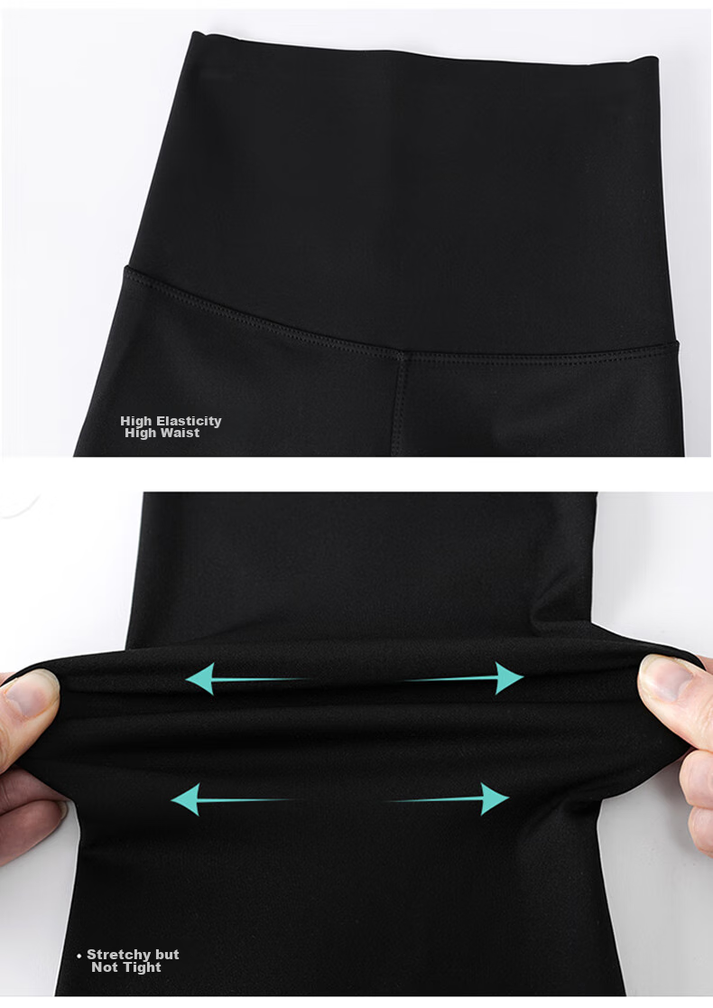 FitonTon Micro-Flared Shark Leggings for Women, High-Waisted Yoga Pants with Tummy Control And Butt-Lifting Effect, Suitable for Autumn And Winter Wear, Black, Size L 11