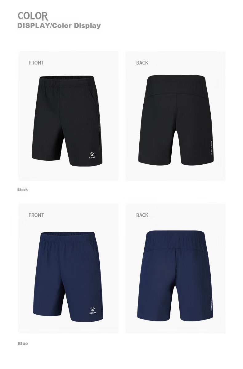 KELME Men's Sports Shorts, Woven Quick-Dry Training Running Shorts, Lightweight Breathable Knee-Length Shorts, Black, XL 20