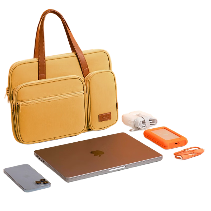 Shilifan Laptop Bag Suitable for Apple Huawei Lenovo Laptops, Macbookpro Handheld Computer Bag, 2022 New Style Handheld Protective Case for 15/16 Inches, Sunset Yellow