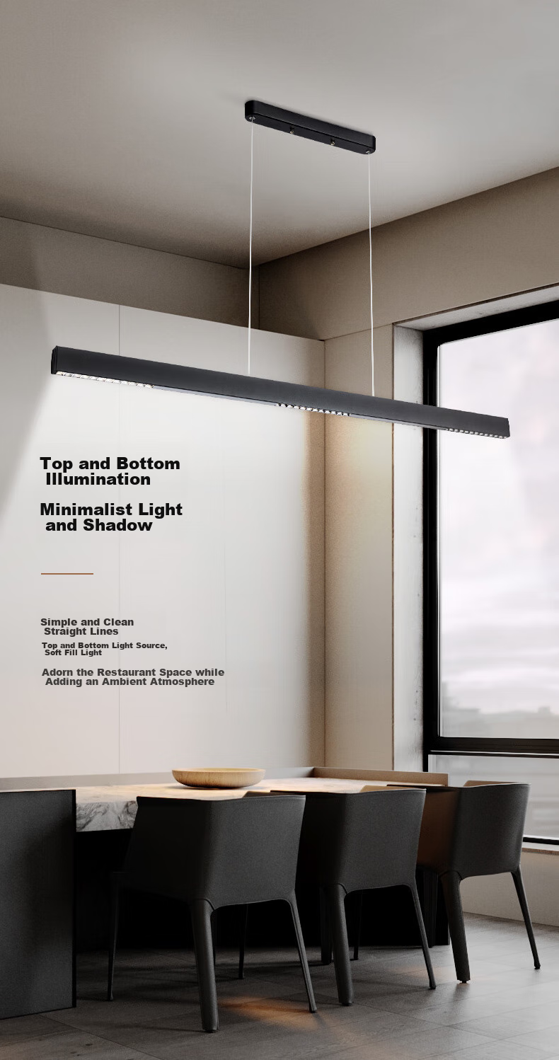 Midea LED Linear Pendant Light for Dining Room, Simple Long Strip Chandelier for Table Lighting, White Lighting Fixture 3