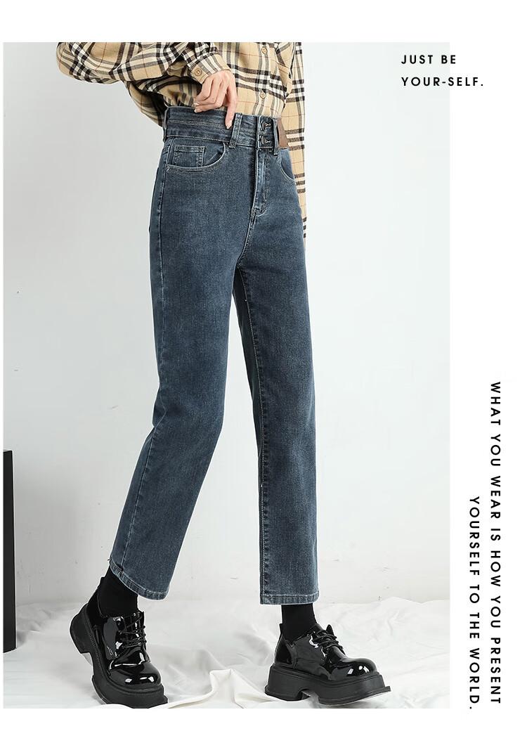 Jeanswest Women's High-Waist Printed Polka Dot Floral Slim Straight-Leg Wide-Leg Jeans White S Spring Summer 18