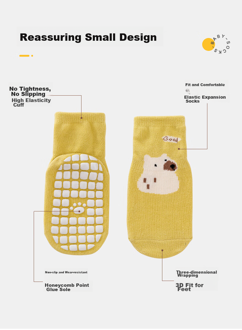Tongyan Baby Socks, Infant Floor Socks, Spring And Summer Indoor Non-Slip Warm Toddler Socks for Boys And Girls, 3 Pairs Pack, 0-1 Year Old 3