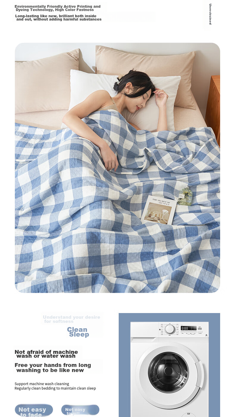 Grace Towel Blanket Summer Pure Cotton Class A Antibacterial Quilt Single Nap Blanket Children's Towel Blanket Fleece Blanket 100*150cm 10