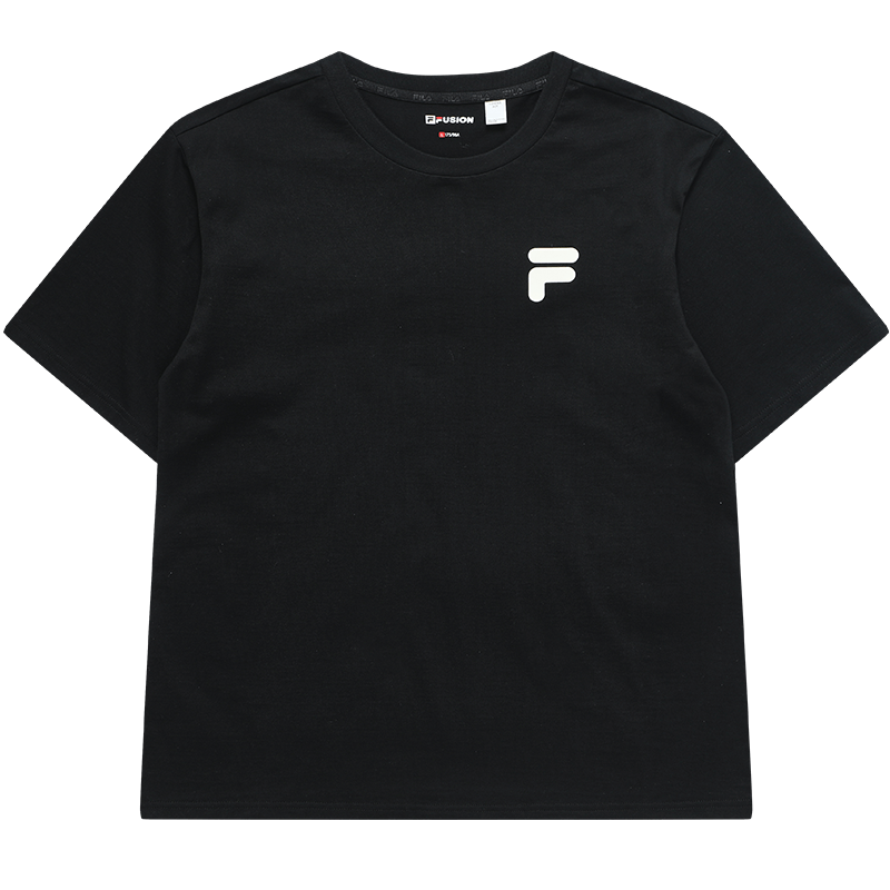 FILA FUSION Unisex Knitted Short-Sleeve T-Shirt, Fashion Sports Tee for Couples, Summer 2025 Collectio