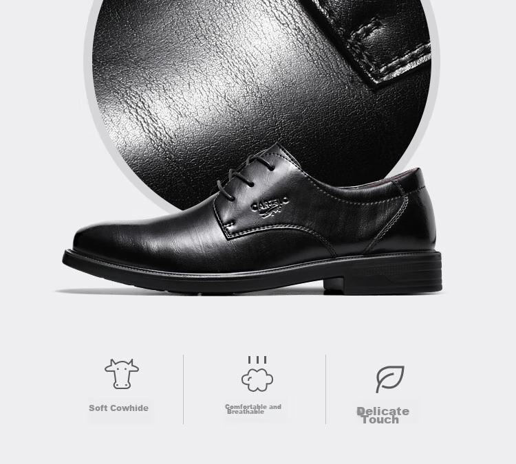 CARTELO Leather Shoes for Men, Business Casual Genuine Leather New Style Formal Soft-Soled Height-Increasing Derby Shoes for Autumn And Winter, Breathable Soft Leather Wedding Shoes 5
