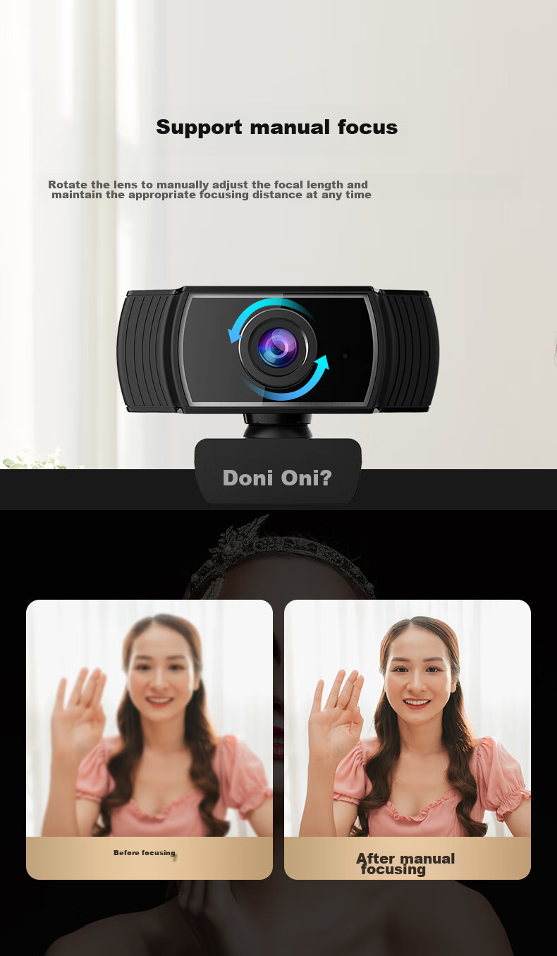 Aoni Computer Webcam, High-Definition with Microphone, Video Chat, Conference, Exam, Online Class, Home Desktop Laptop USB Interface Plug-And C5Pro 7