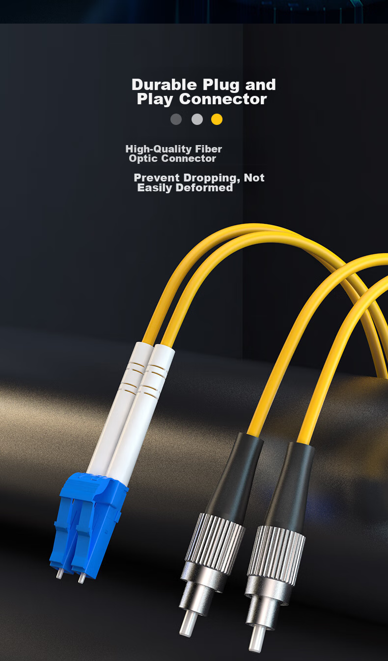 Nokoxin Telecom-Grade Fiber Optic Patch Cable, Single-Mode Dual-Core Fiber Optic Cable, Optical Module, Data Center Connection Pigtail, Supports Customized Length, UPC Connector, 3 Meters LC-FC 4