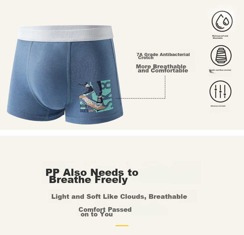 LangSha Children's Trendy Personalized Underwear, Boxer Briefs for Teenagers, Class A Boys' Underwear, Shorts for Older Boys, Size 120 4