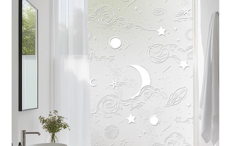 Zichen Window Static Cling Frosted Film, Light-Transmitting But Opaque Window Sticker, Glass Decal, Bathroom Privacy Film 45