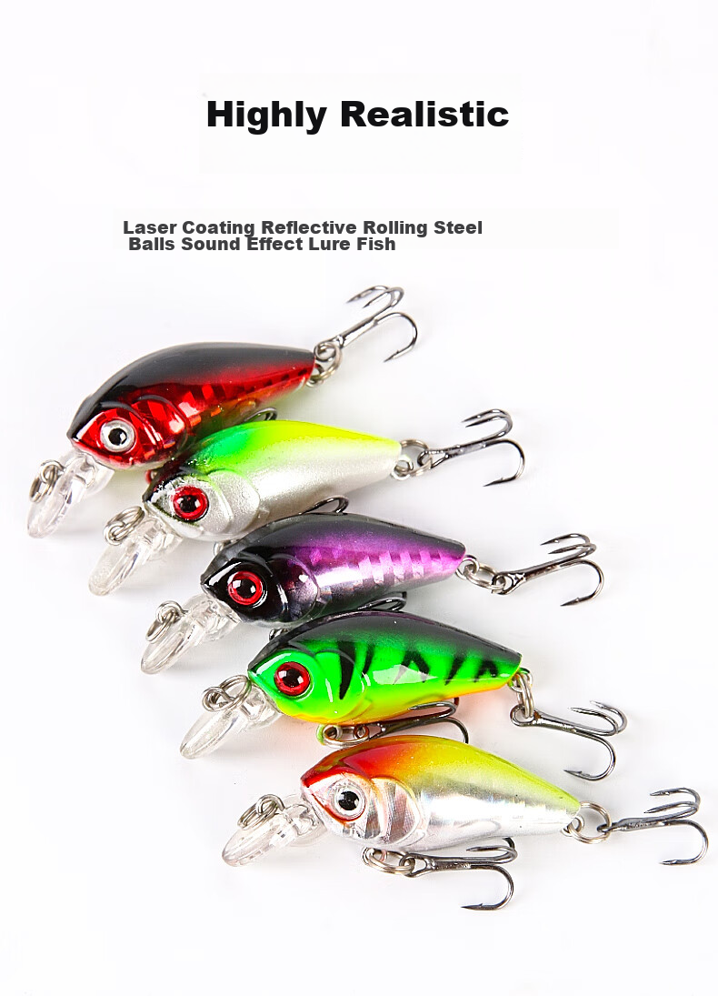 Xionghuo Lure Minnow Artificial Bait, 5 Pieces, 7.8g Slow Sinking Floating Minnow Set, for Freshwater And Saltwater, Lifelike Fish Bait 2