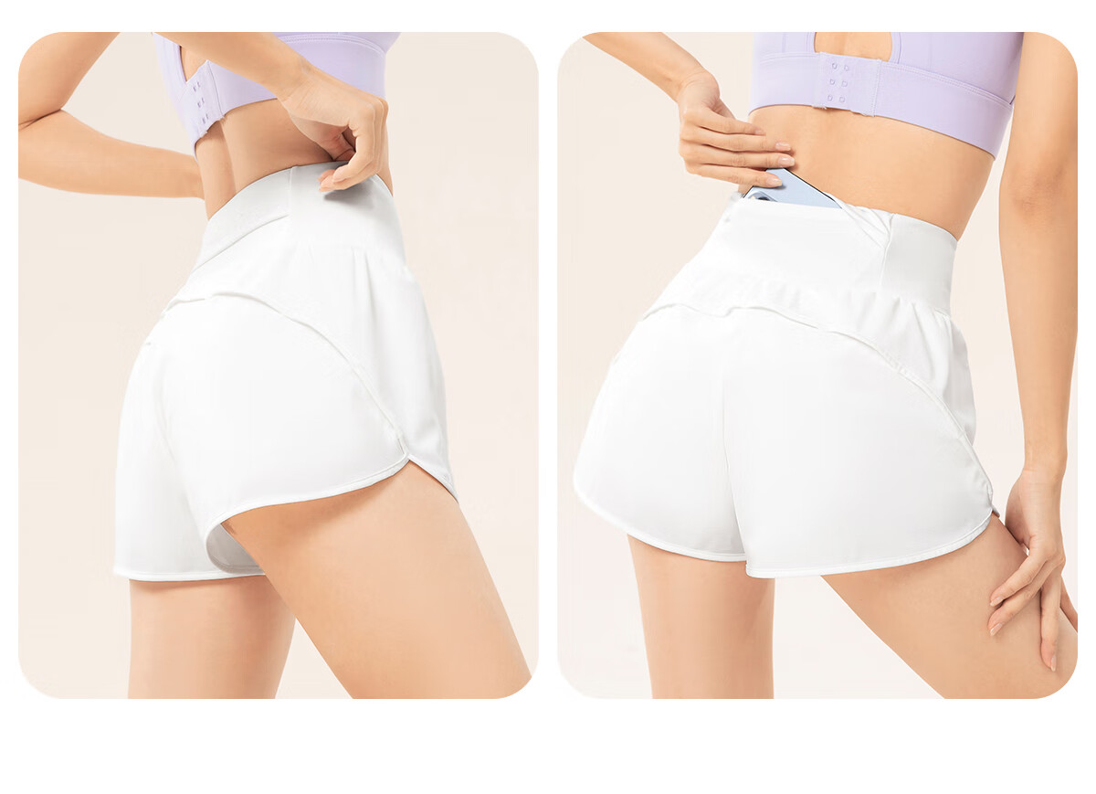 361° Sports Fitness Yoga Shorts, Lightweight Summer Style, Anti-Exposure, Fake Two-Piece Design, Running Sports Breathable Shorts for Outdoor Wear 30