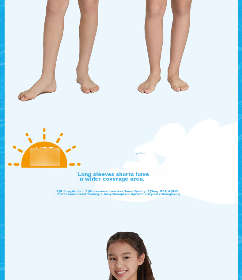 Arena Children's Long-Sleeve Knee-Length Two-Piece Swimsuit Set, Sun Protection, Quick-Drying, Playful Printed Design, Easy to Put on And Take Off, Training Casual Swimwear 2