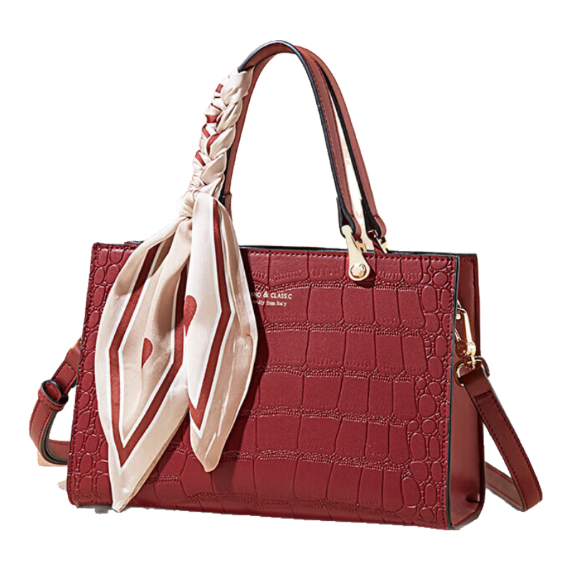 TUCANO Women's Handbag, Cowhide Leather, Red Festive Wedding Tote Bag, Large Capacity Shoulder Crossbody Bag, Birthday 520 Gift