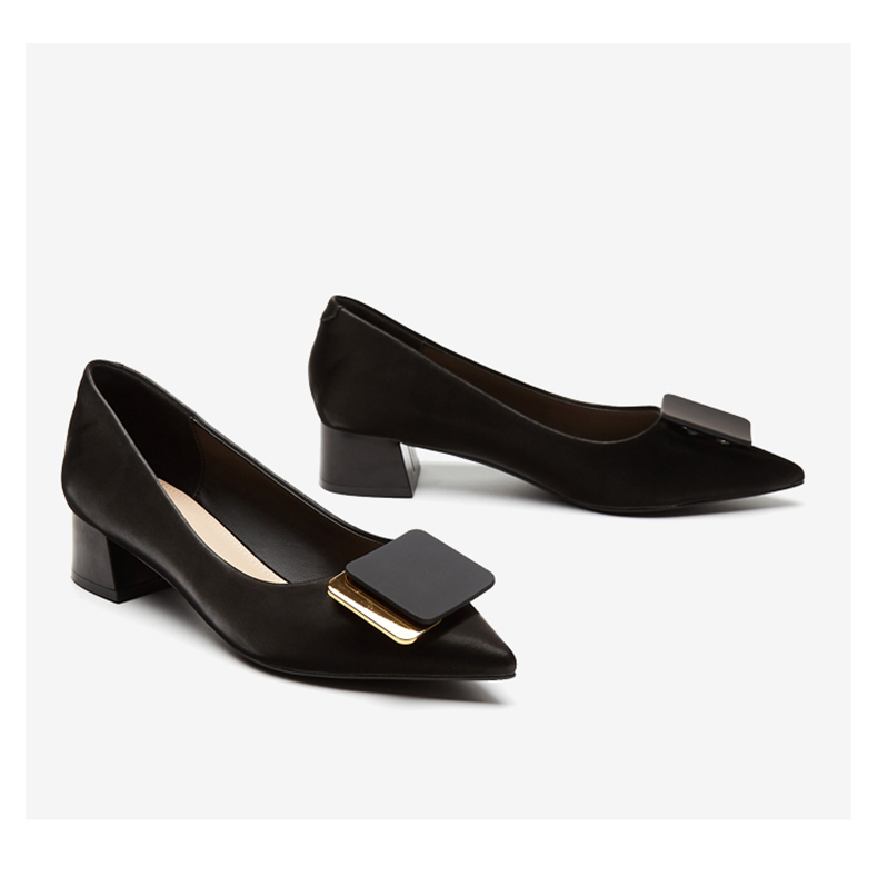DAPHNE Women's Single Shoes, Comfortable Versatile Pointed Toe Chunky Heel Work Professional Commuter Women's Shoes 4622101131 Black 39 2
