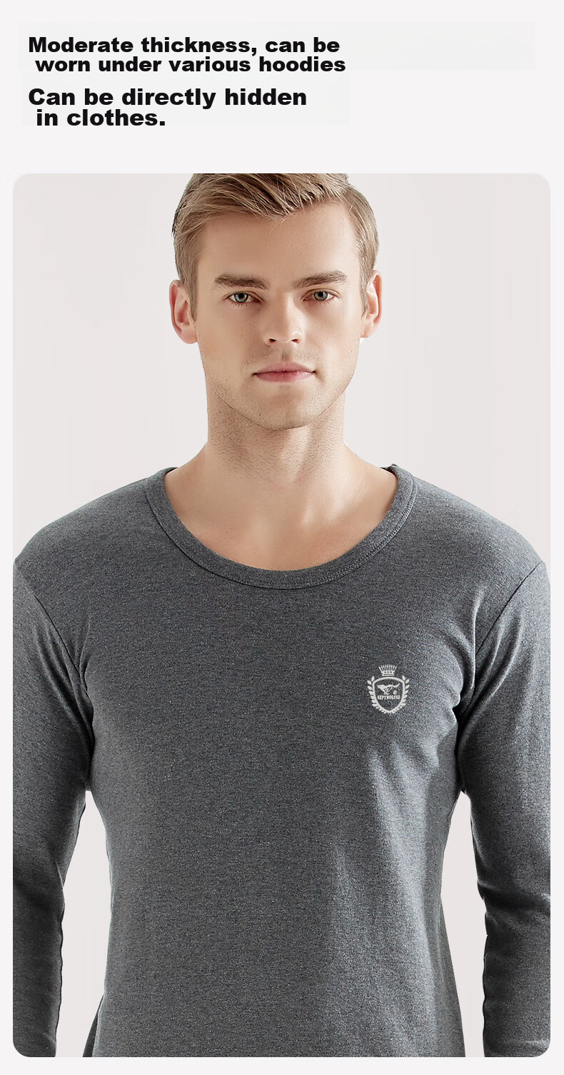 SEPTWOLVES [100% Cotton] Pure Cotton Autumn Undershirt for Men, Autumn And Winter Base Layer, All-Cotton Top, Long-Sleeve Thermal Underwear, Cotton Sweater 8
