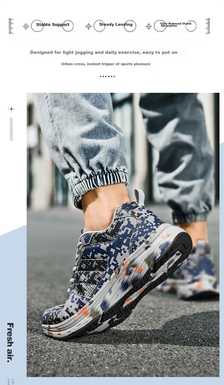 CARTELO Men's Shoes, Camouflage Rubber Shoes, Autumn And Winter Casual Sports Training Military Training Outdoor Running Hiking Mountaineering Tourism Soft-Soled 21