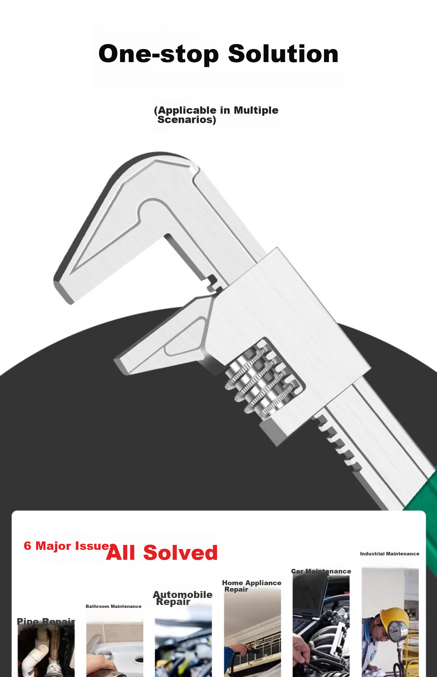 Dedong F-Type Adjustable Wrench, Multi-Functional, Wide-Mouth, Right-Angle, Universal Pipe Wrench, Pipe Pliers Tool, Large Diameter 6