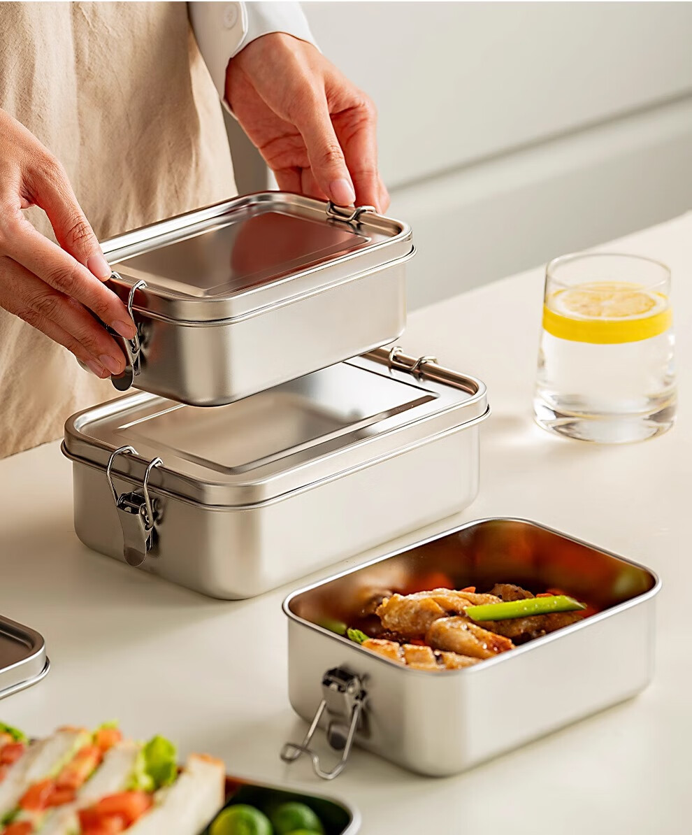 Onlycook Traditional Lunch Box for Office Workers And Cafeteria Use, Sealed Food Container for Steamed Rice, Food-Grade Stainless Steel Bento Box - Large Size 6
